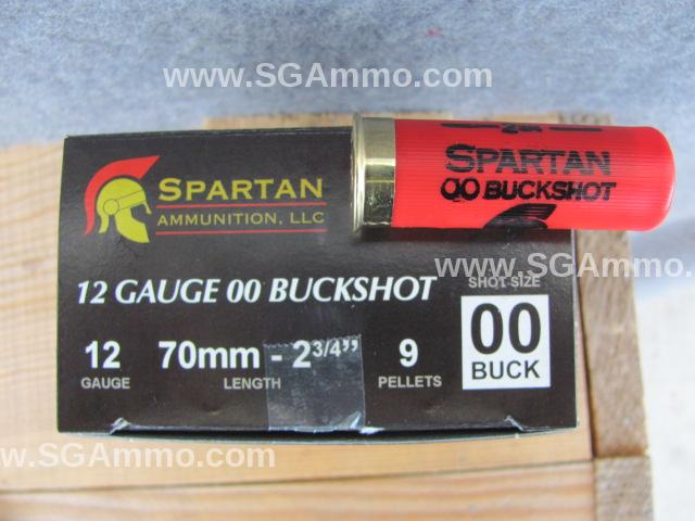 25 Round Box - 12 Gauge 2.75 Inch 00 Buckshot 9 Pellet - Spartan Ammunition - SA1200